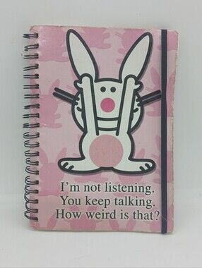 Y2K Vintage 2000s Its Happy Bunny Spiral Notebook Jim Benton Pink Sarcastic